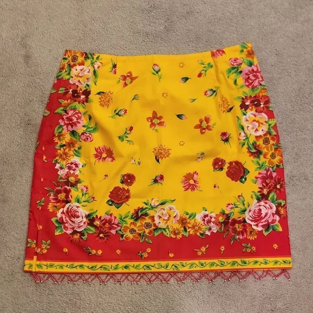 Boston Proper Vibrant Floral Mini Skirt Sz 10